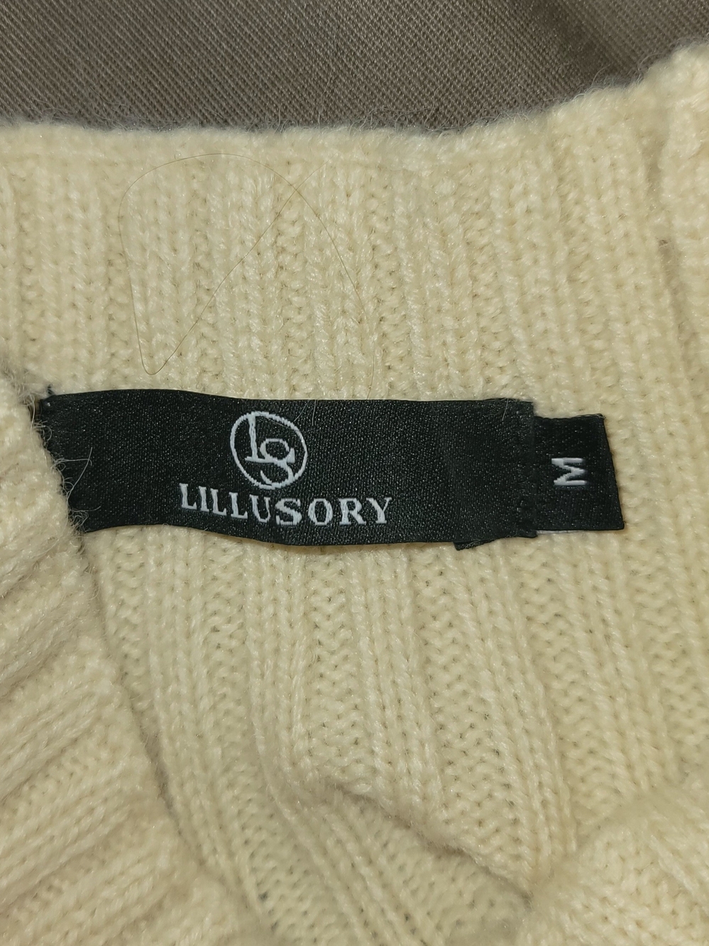 Lillusory Ivory Ribbed Knit Crew Neck Long Sleeve Pullover Sweater Dress, M - Picture 2 of 2